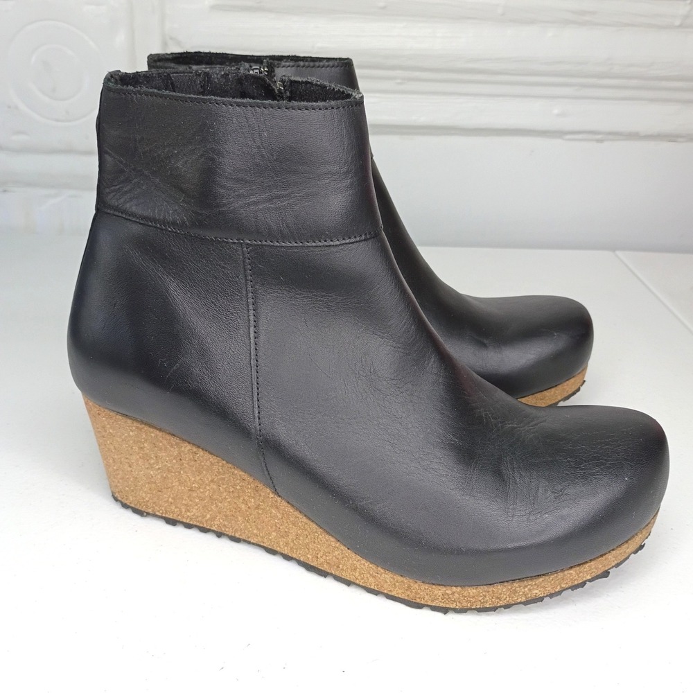 Birkenstock Papillio Ebba Wedge Heel Ankle Boots EU 40 US 9 Black